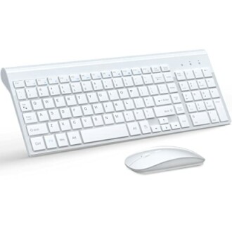 White wireless keyboard and mouse set